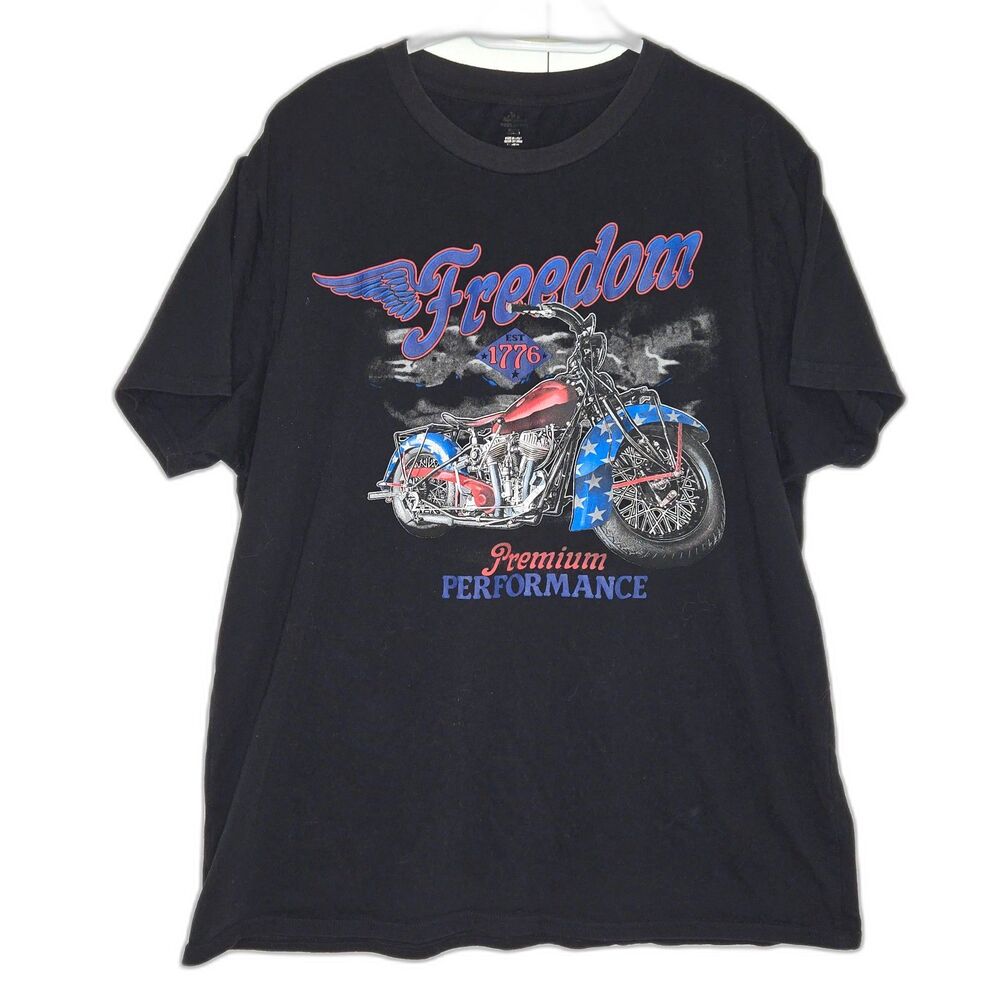 Way to Celebrate Freedom 1776 Motorcycle Graphic T-Shirt Men's Size XL